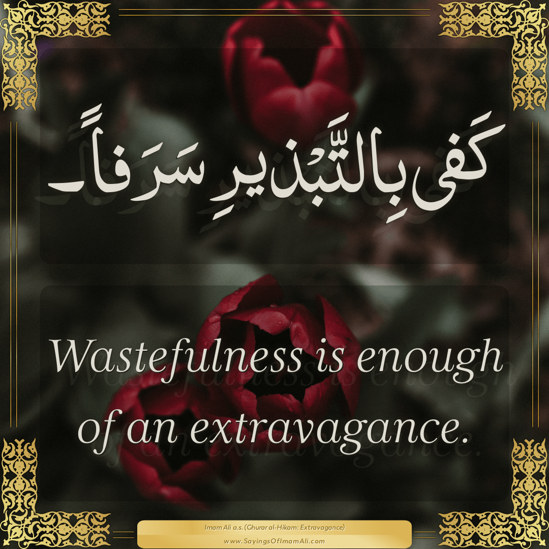 Wastefulness is enough of an extravagance.